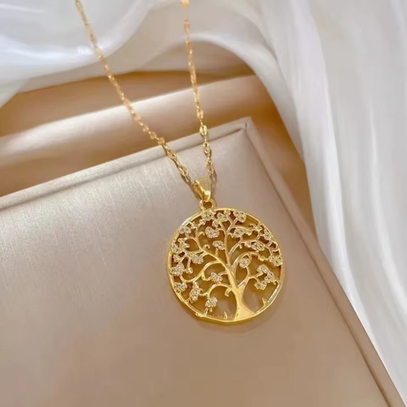 Stainless Steel Waterproof Perfect Guality Gold Tree of Life Pendant Necklace - Picture 4 of 7